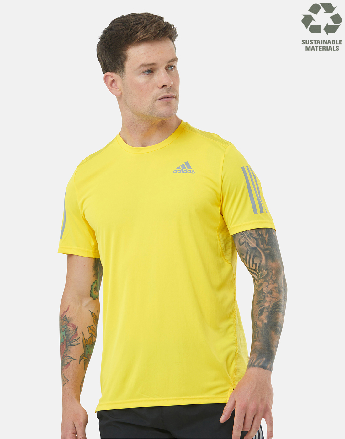 adidas Mens Own The Run T-Shirt - Yellow | Life Style Sports IE