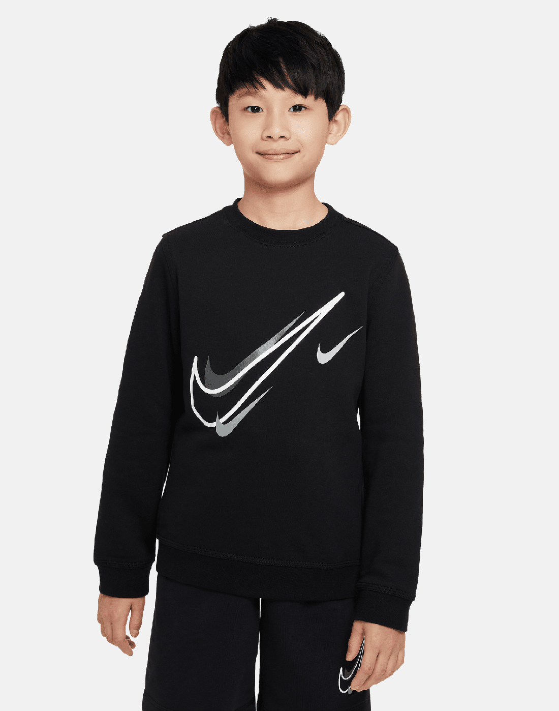 Nike Older Boys Logo Crew Neck Sweatshirt - Black | Life Style Sports IE