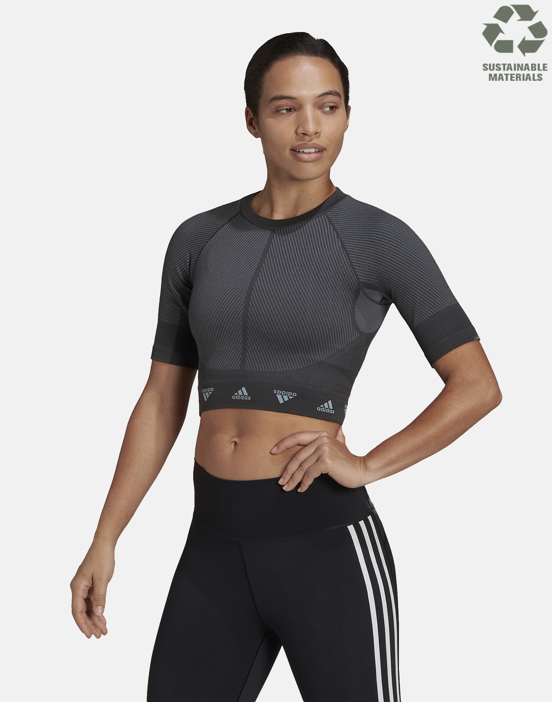 adidas Womens Water Aeroknit Tee - Grey | Life Style Sports IE