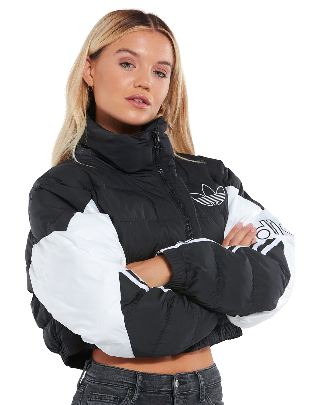 adidas cropped puffer jacket black