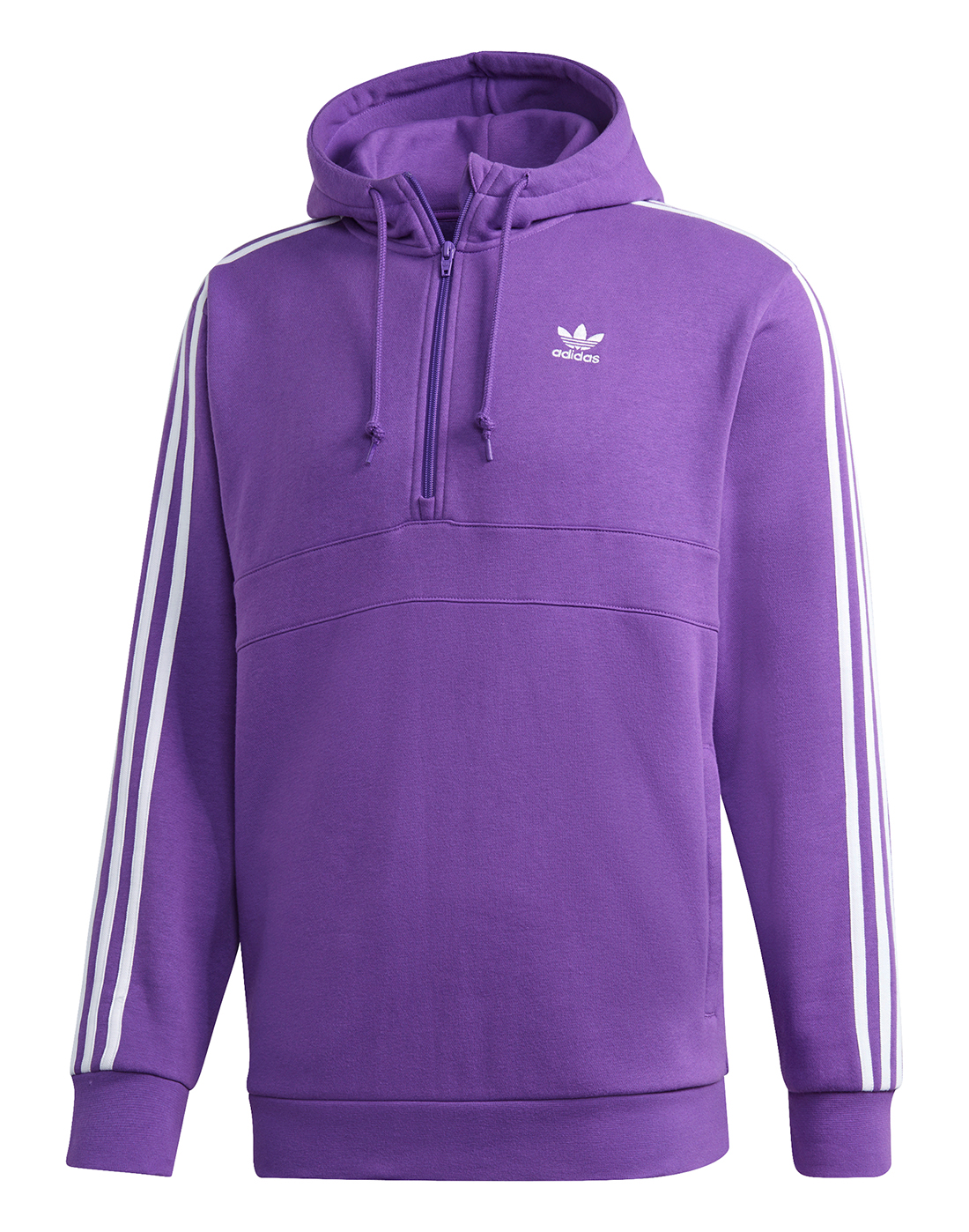adidas Originals Mens 3 Stripes Half Zip Hoodie - Purple | Life Style ...