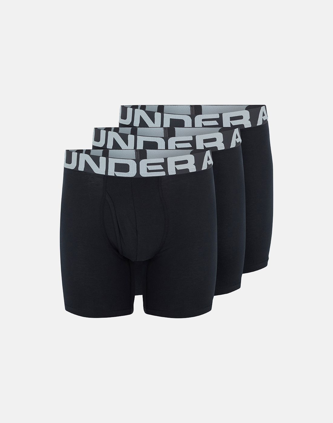 Under Armour Mens Charged Cotton 6 Inch 3 Pack Boxers - Black