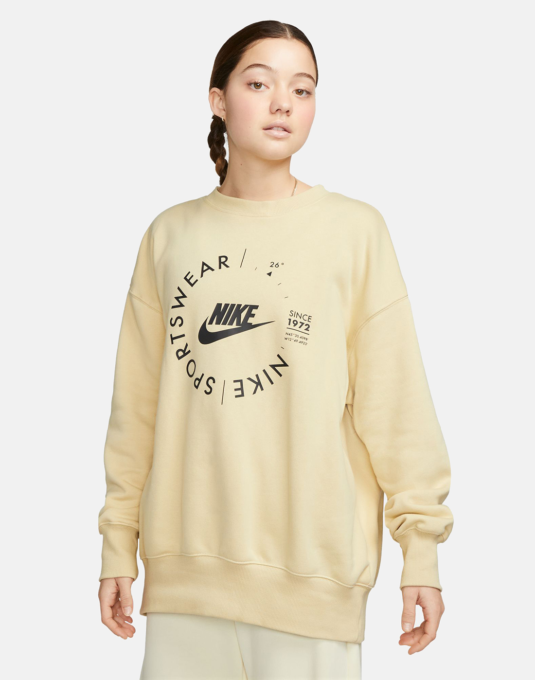 Nike Womens Phoenix Fleece Crew Neck Sweatshirt - Cream | Life Style ...