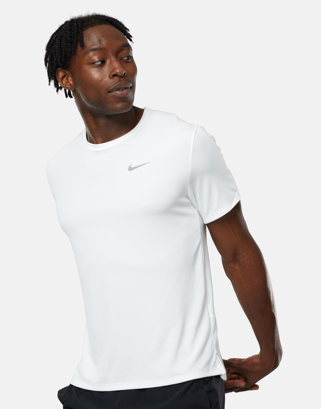 Nike Mens DriFit Miler T-Shirt - White | Life Style Sports IE