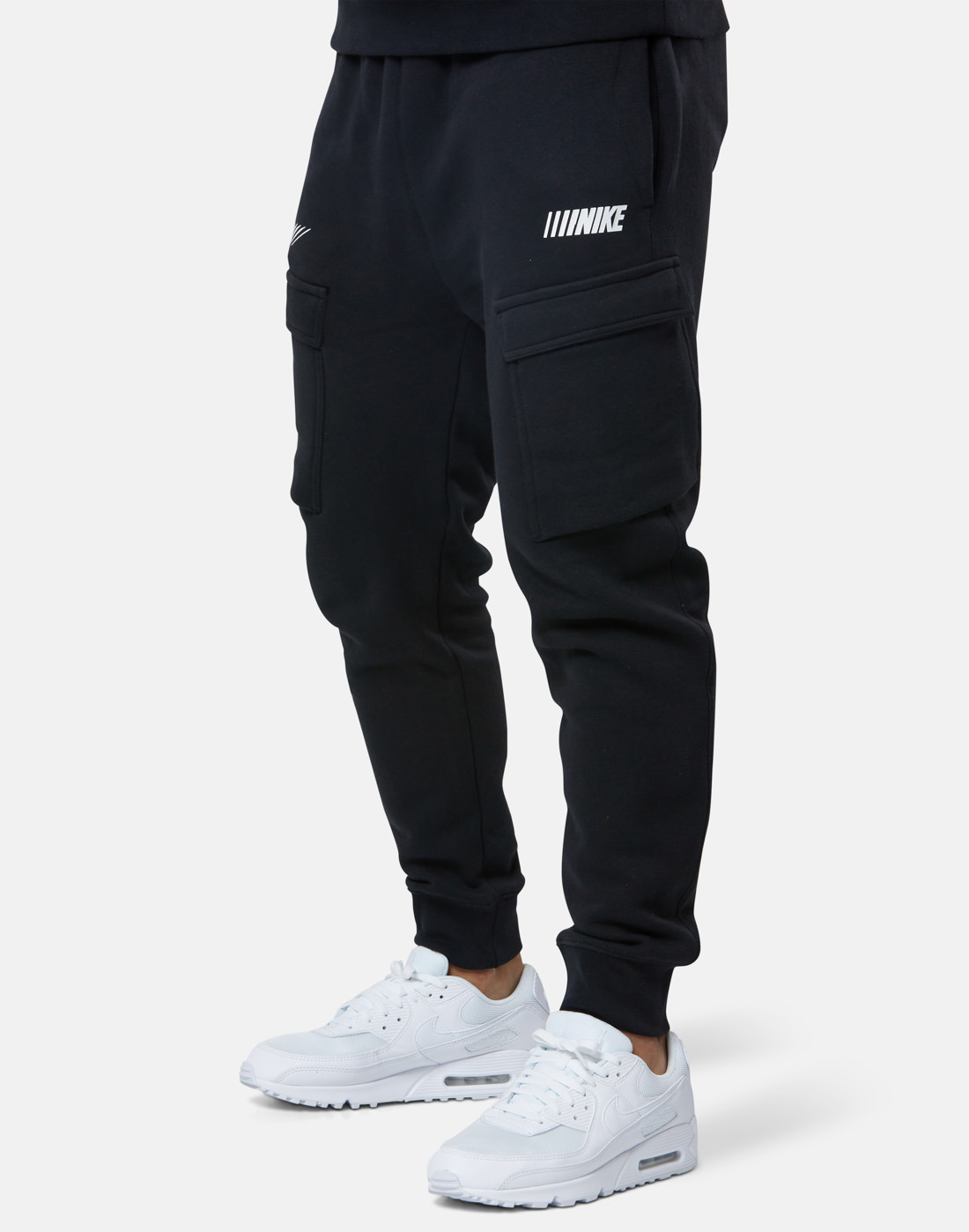 Nike Swoosh Logo Black Cargo Style Sweat Shorts Youth Size XS Made