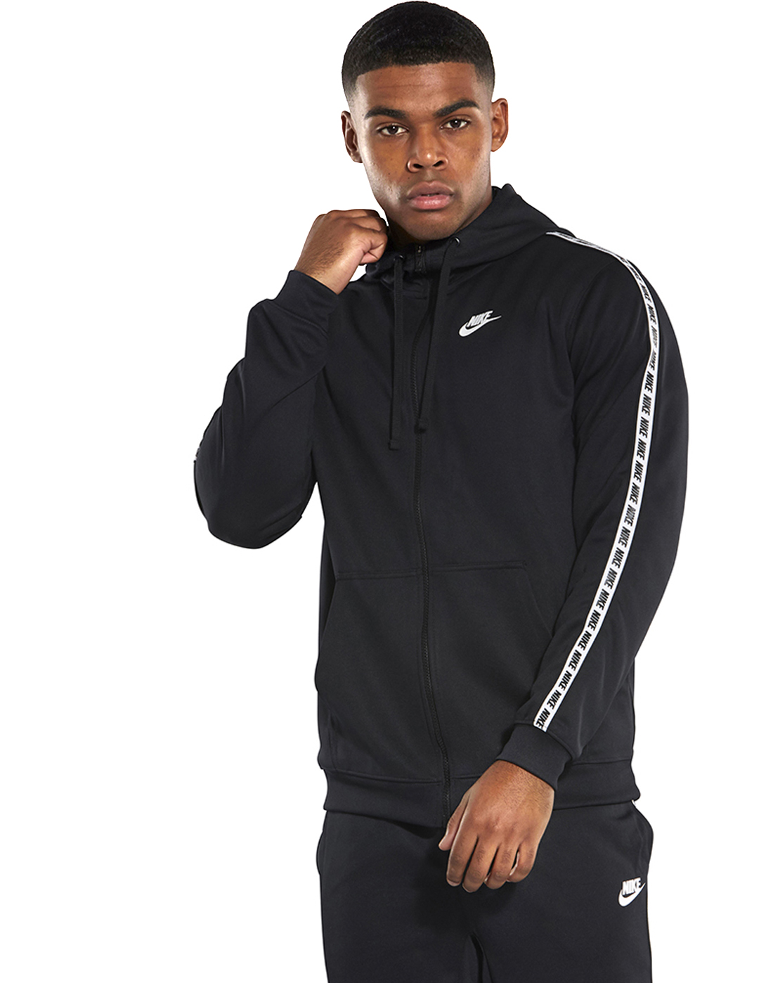 nike tape hoodie black