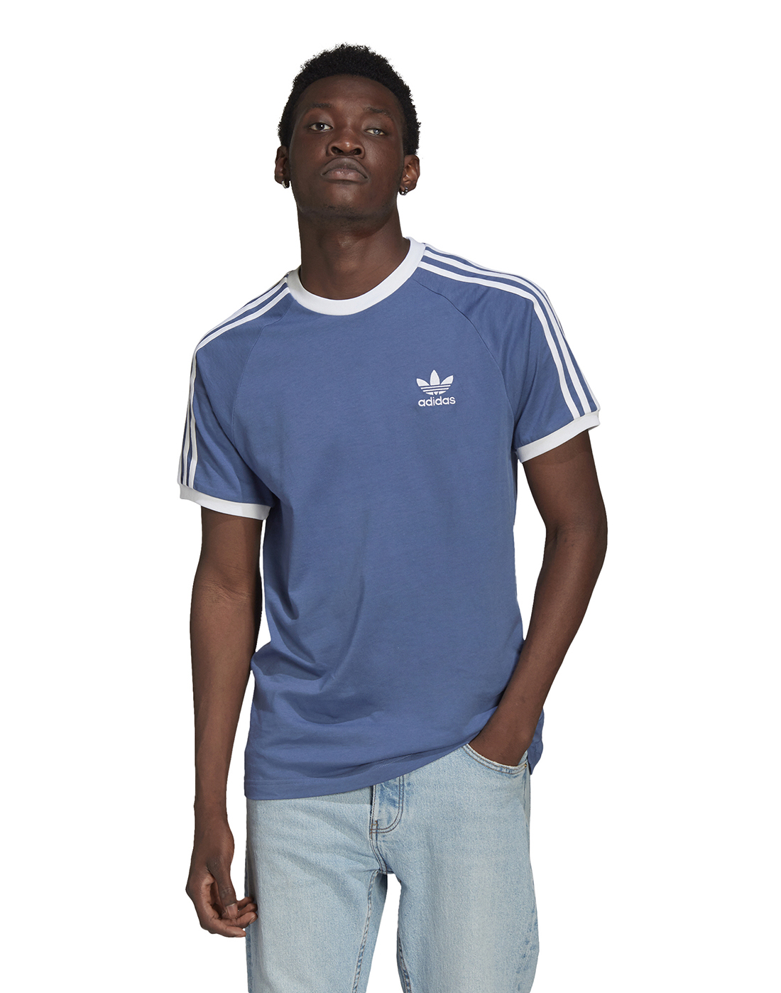 adidas Originals Mens 3 Stripes T-Shirt - Blue | Life Style Sports IE