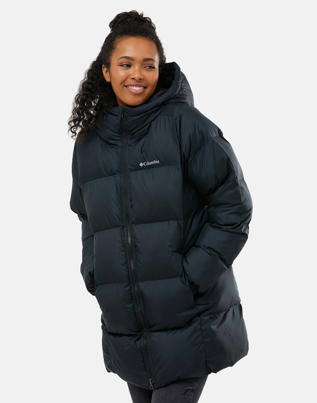 Life Womens Black Mid EU Jacket - Style | Columbia Sports Hooded Puffect