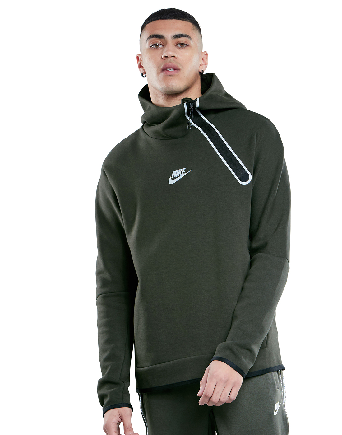 Nike Mens Tech Fleece Reflective Half Zip Hoodie Green Life Style ...