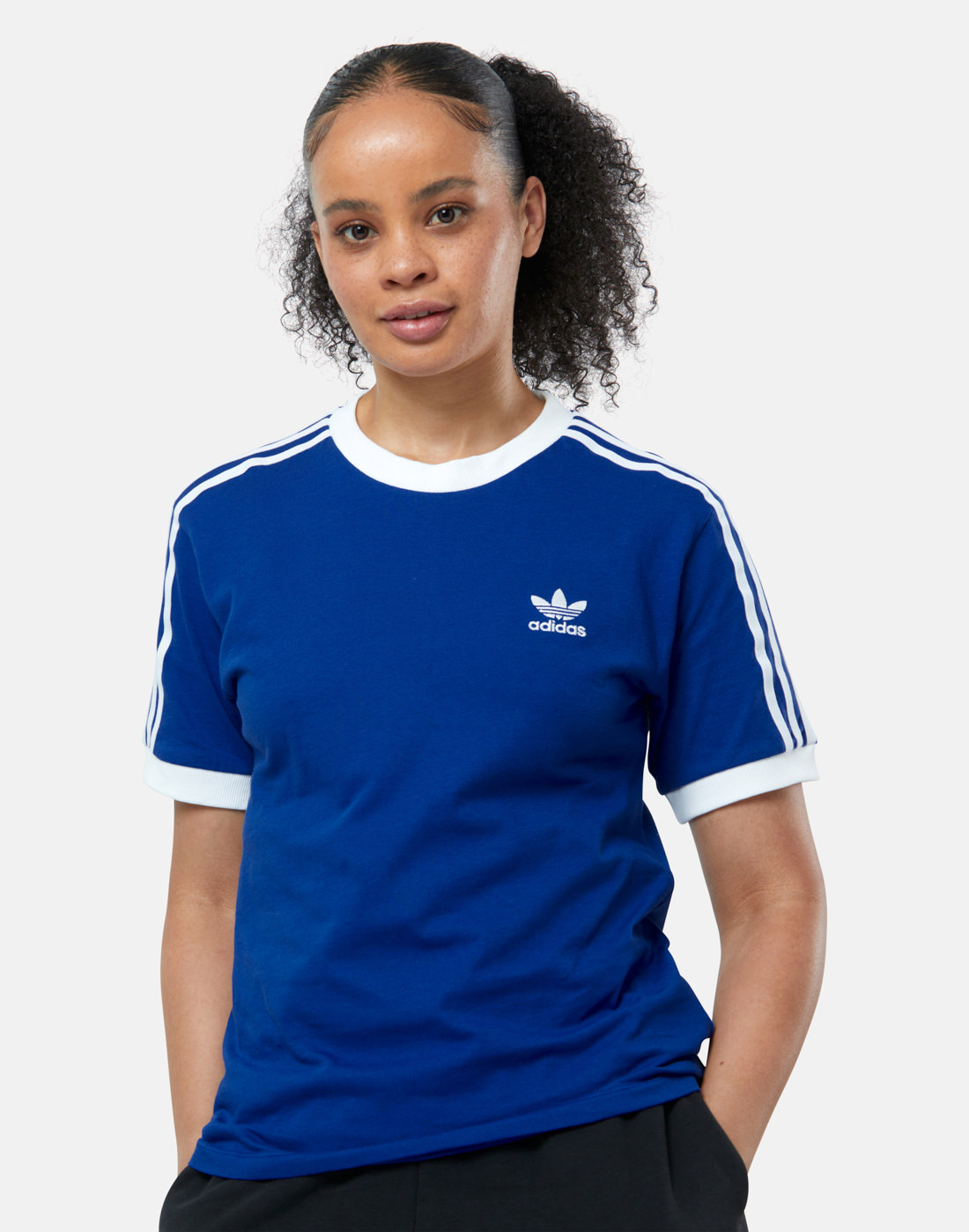 adidas Originals Womens 3 Stripes T-shirt - Blue | Life Style Sports UK