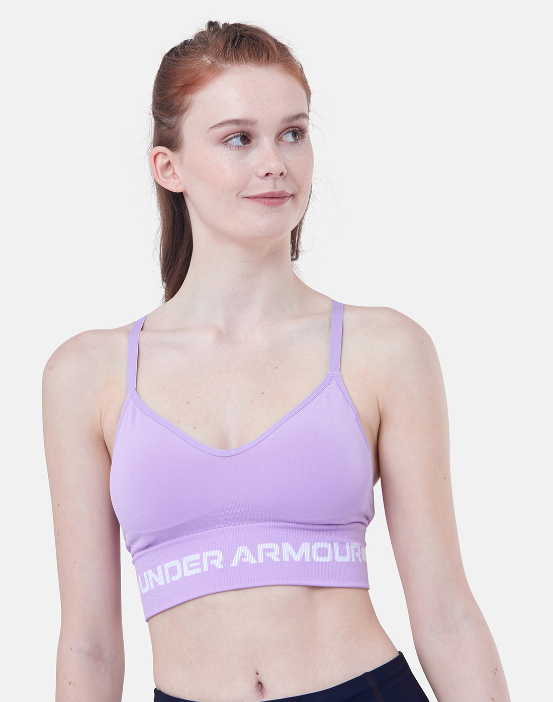 Under Armour Womens Seamless Light Support Low Long Bra - Purple