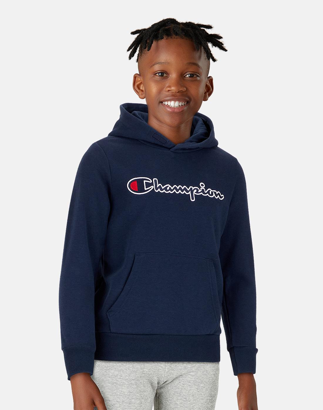 Champion Older Boys Logo Hoodie - Navy | Life Style Sports IE