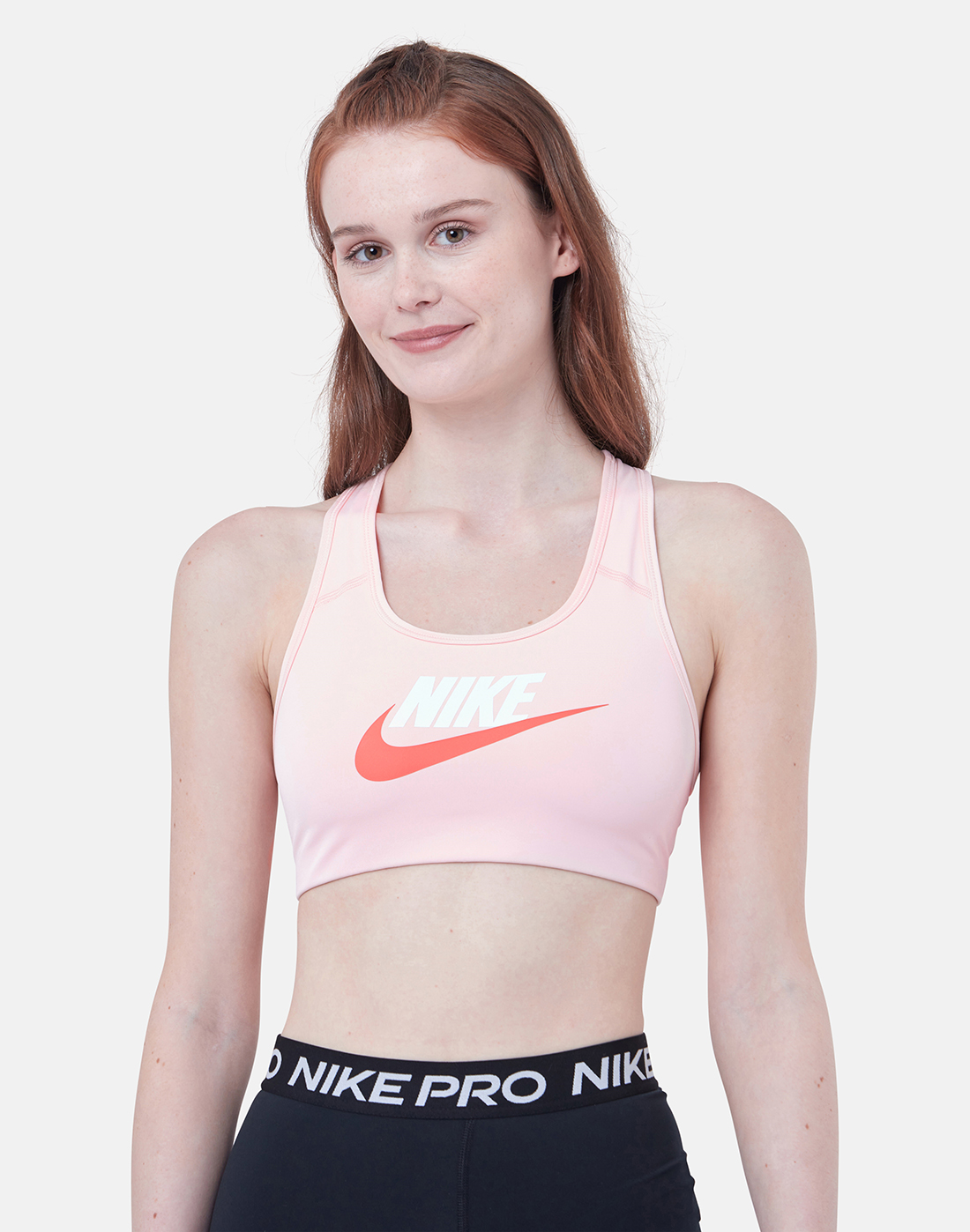 Nike Womens Medium Support Swoosh Futura Bra - Pink