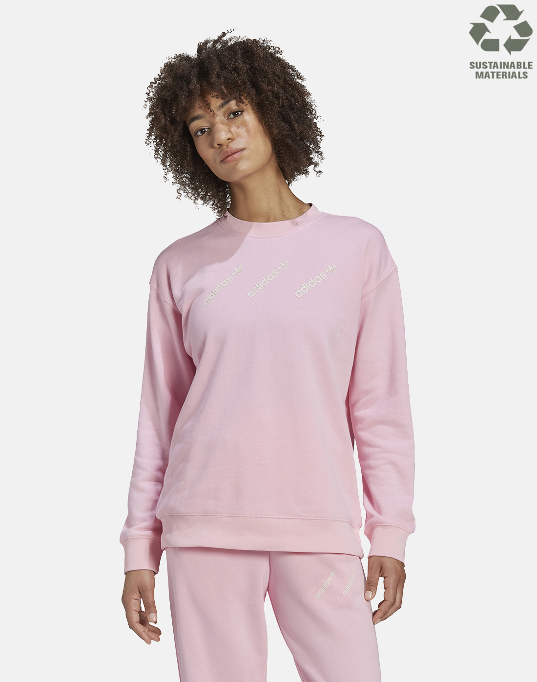 hektar tillykke Soldat adidas Originals Womens Logomania Crew Neck Sweatshirt - Pink | Life Style  Sports UK