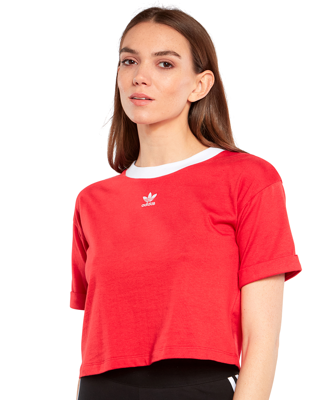 secuestrar Nuestra compañía perder adidas Originals Womens Cropped T-shirt - Red | Life Style Sports UK
