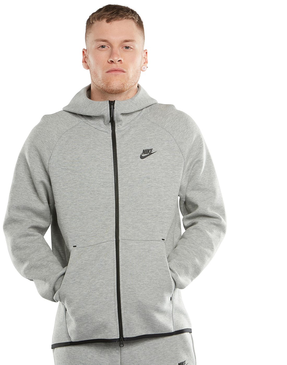 Men's Grey Nike Tech Fleece Hoodie 