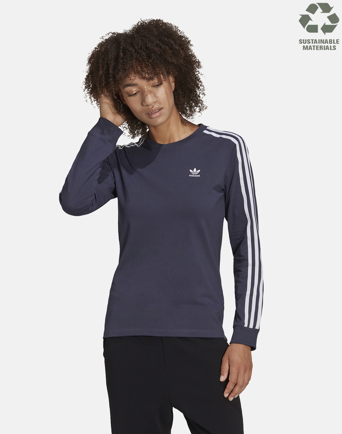 adidas Womens Stripe Long - Navy | Life Sports IE