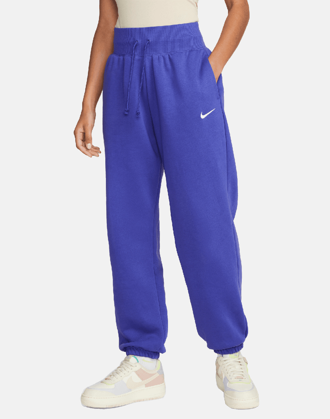 Nike Womens Pheonix High Rise Fleece Pants - Blue