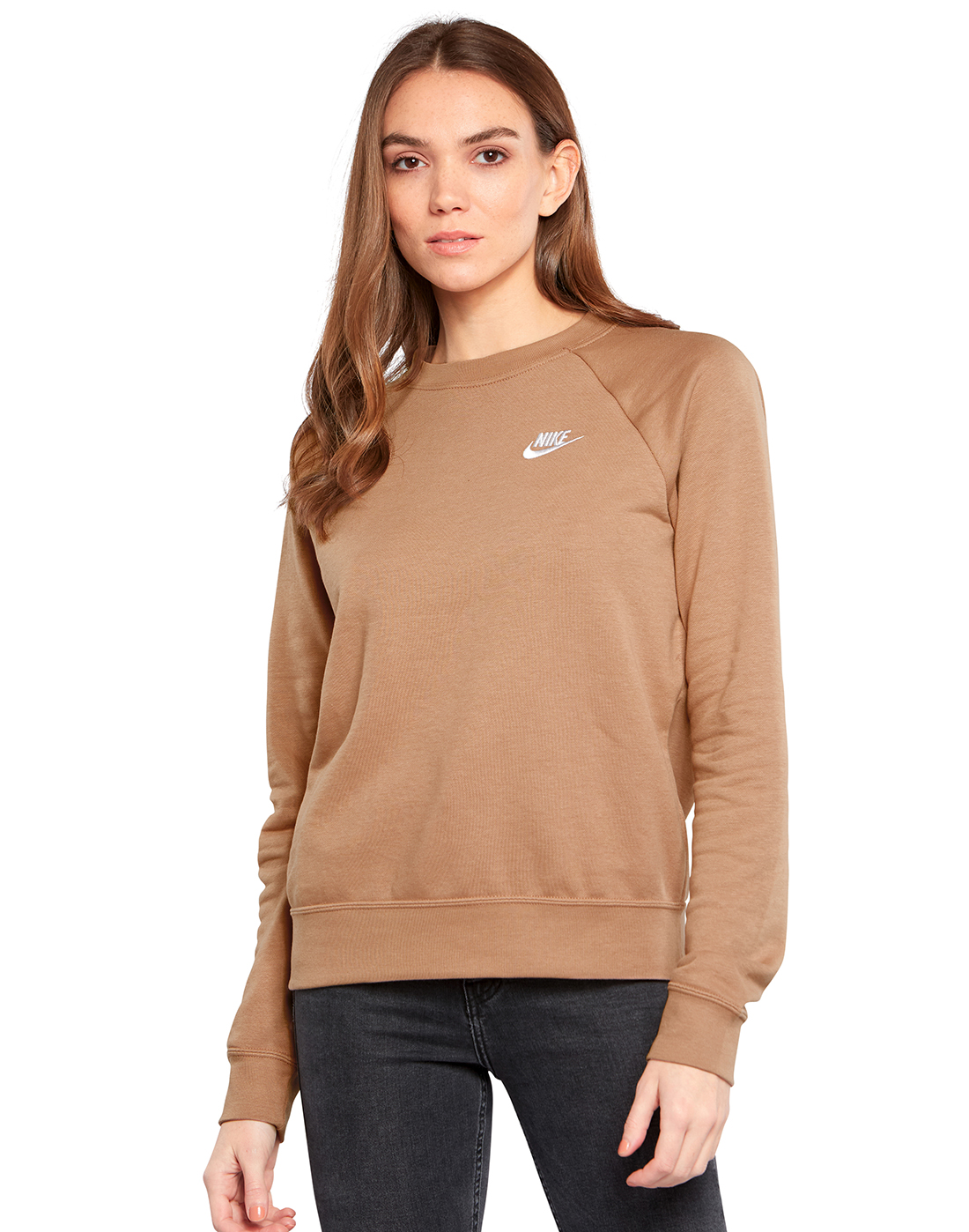 Nike Womens Fleece Crewneck Sweatshirt - Brown | Life Style Sports UK