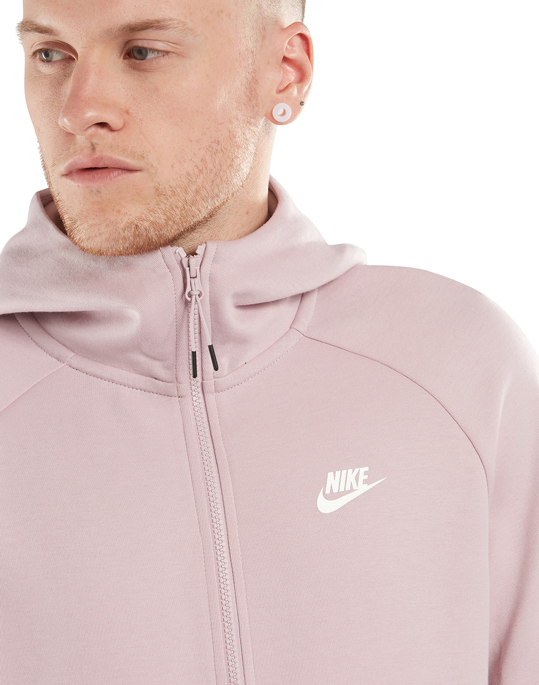 Nike Mens Tech Fleece Full Zip Hoodie Pink Life Style Sports Eu