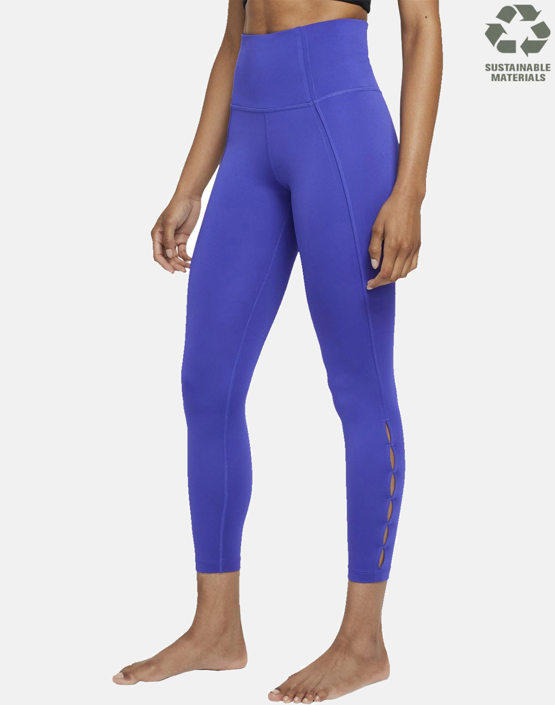 Nike Womens Dry Fit 7/8 Cut Outs Leggings - Blue | Life Style Sports IE