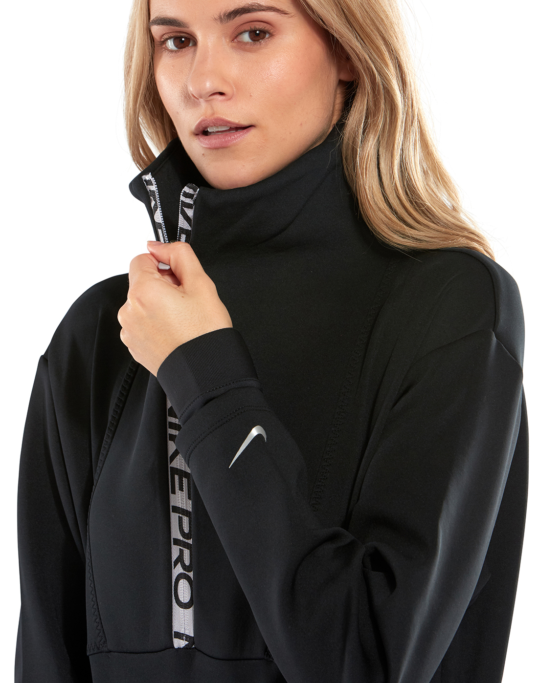 nike pro training half zip sweatshirt in black