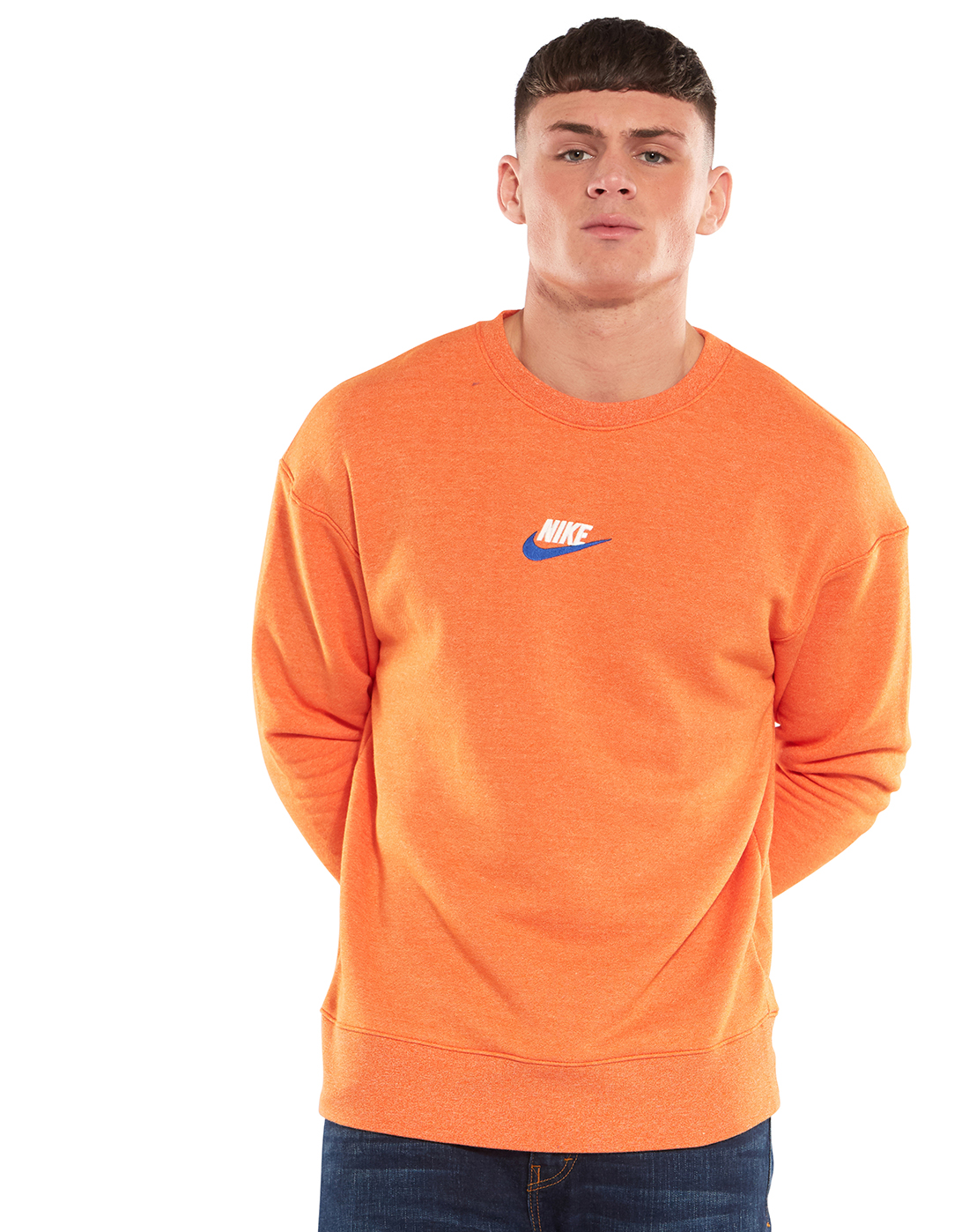 Nike Mens Heritage Crew Neck Sweatshirt - Orange | Life Style Sports EU