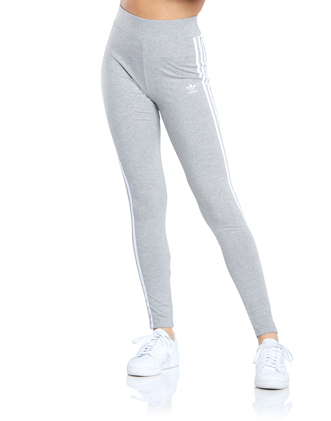 adidas 3 stripe leggings grey