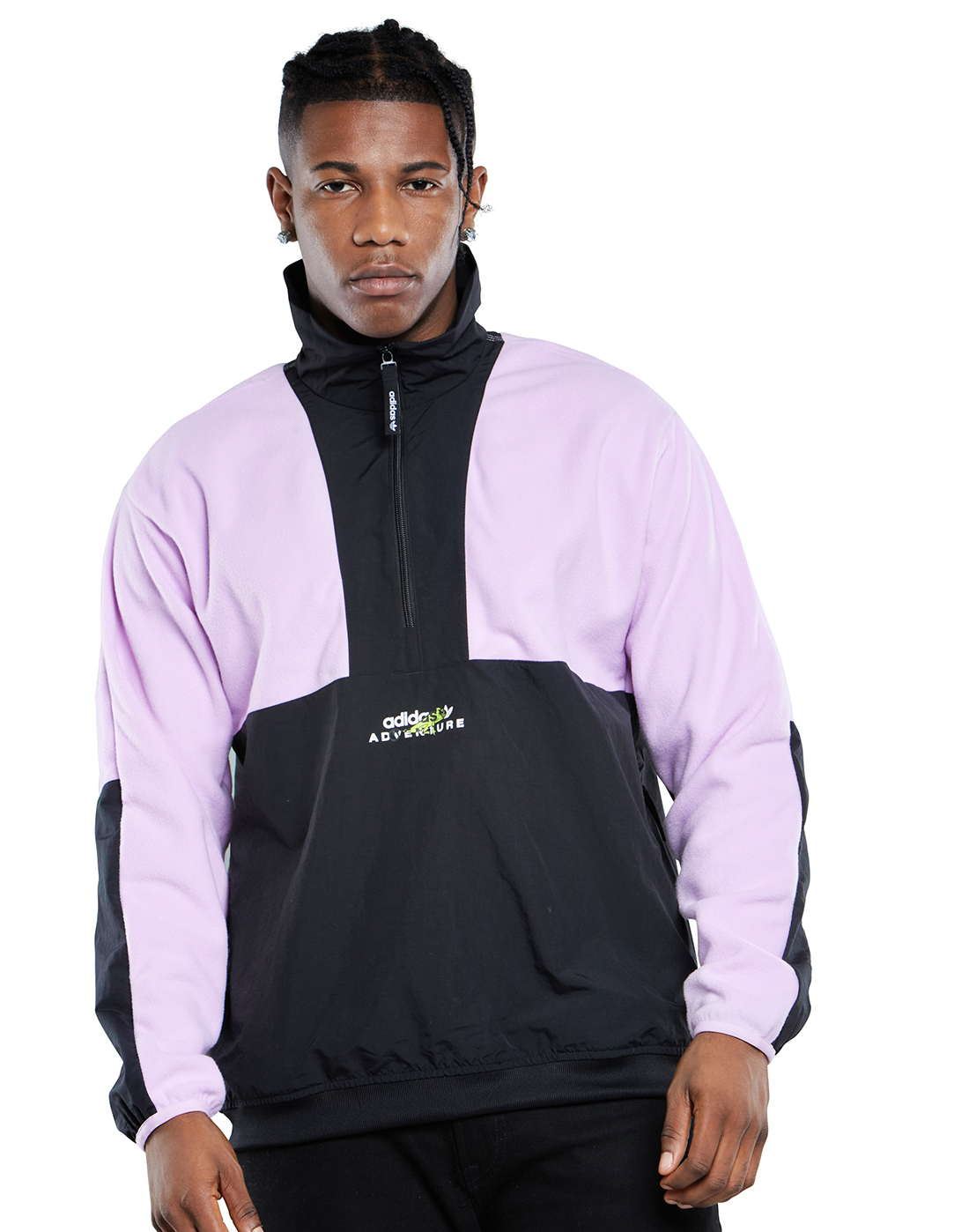 adidas Originals Mens Blocked Half Zip Fleece Top - Purple | Life Style Sports