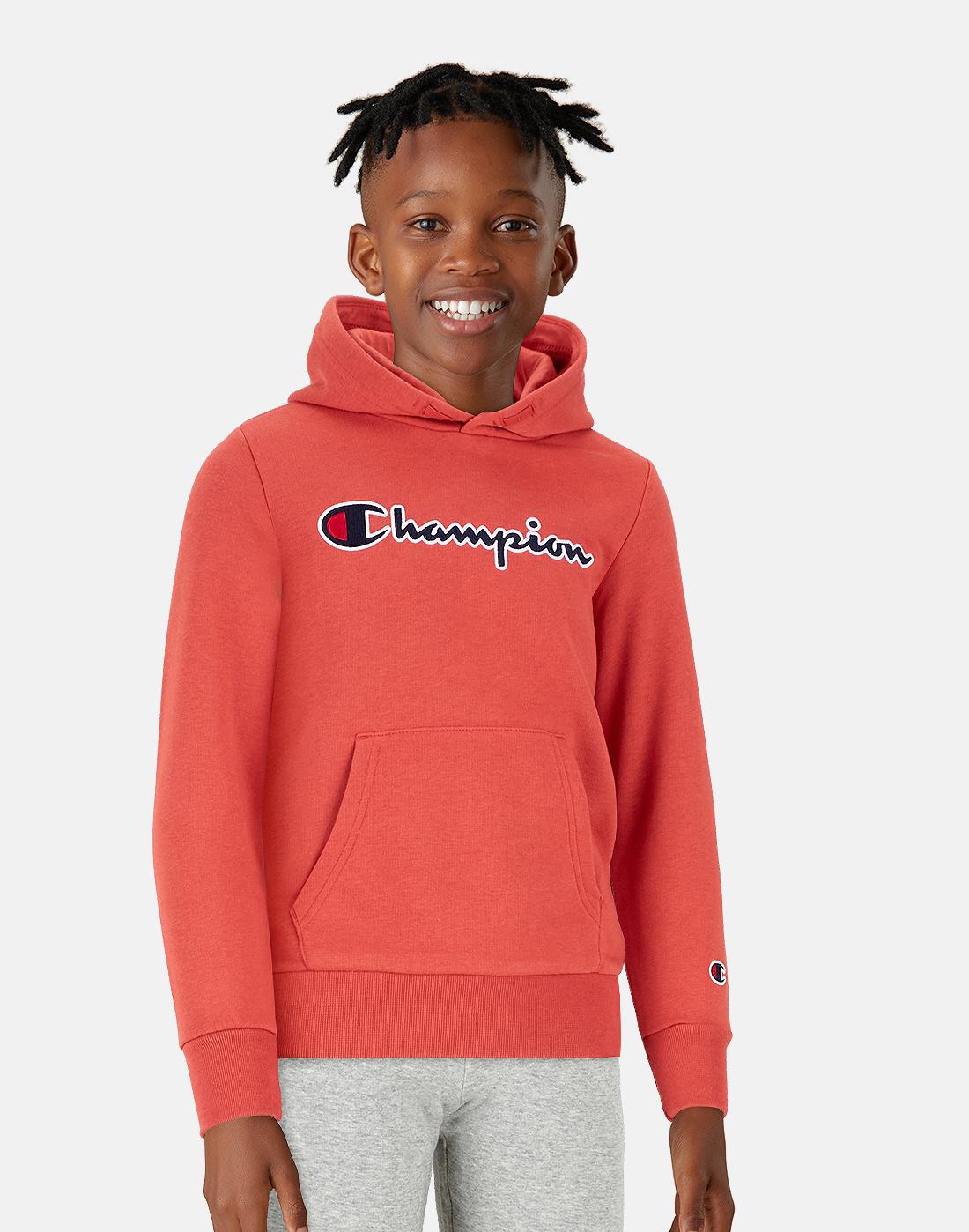 Champion Older Boys Logo Hoodie - Orange | Life Style Sports UK