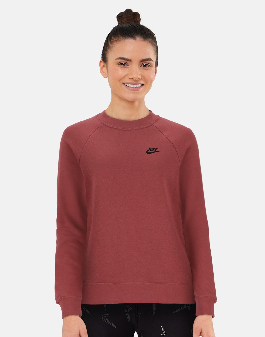 Nike Womens Essential Fleece Crew Sweatshirt - Red | Life Style Sports IE