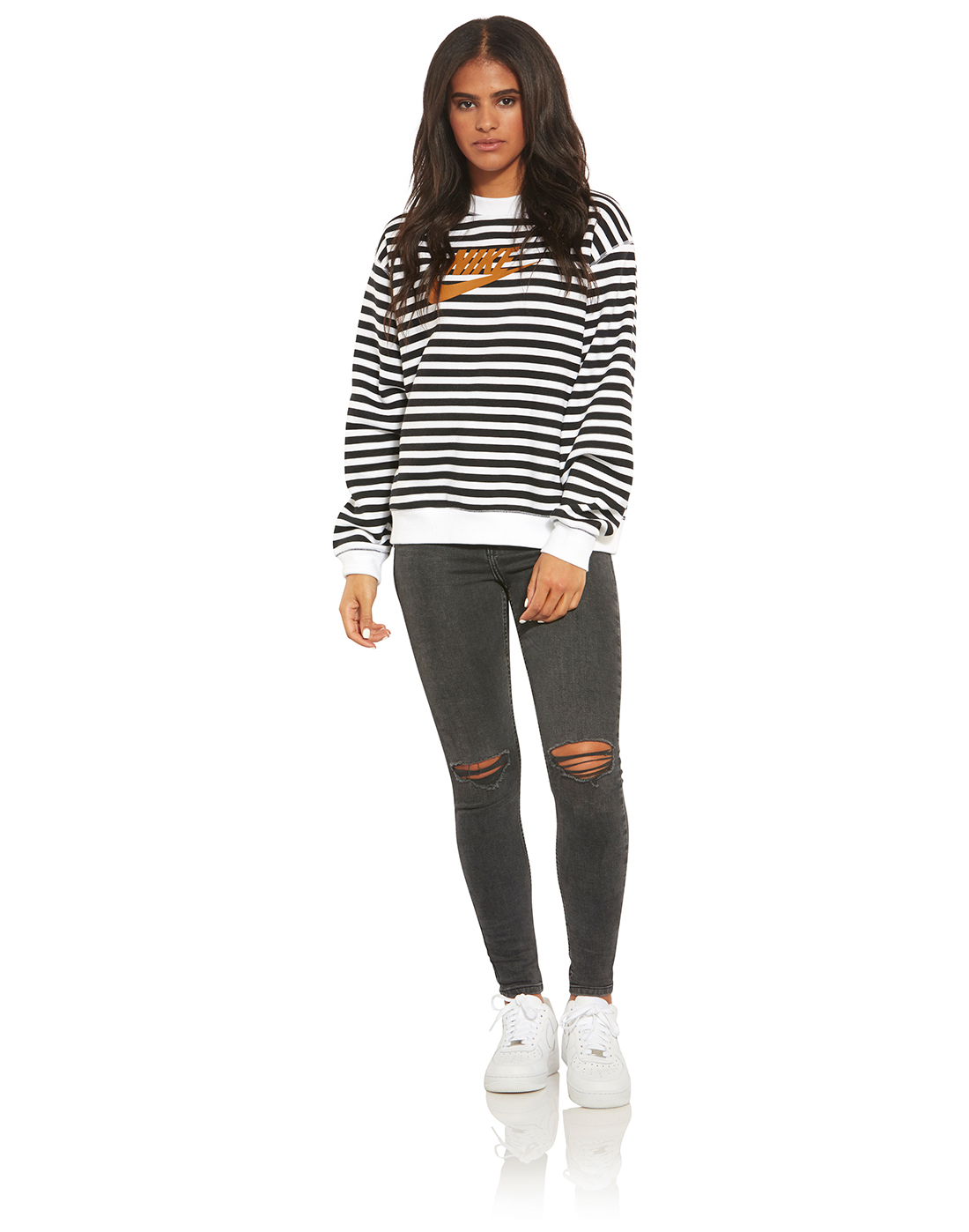 Download Women's Black & White Stripe Nike Sweatshirt | Life Style ...