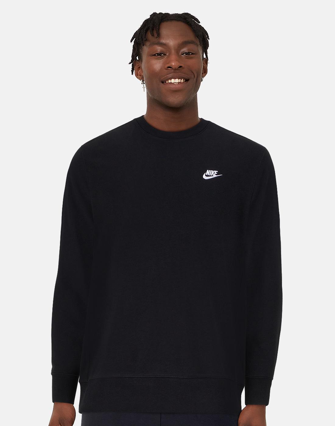 Nike Mens Club Crew Neck French Terry Sweatshirt - Black | Life Style ...