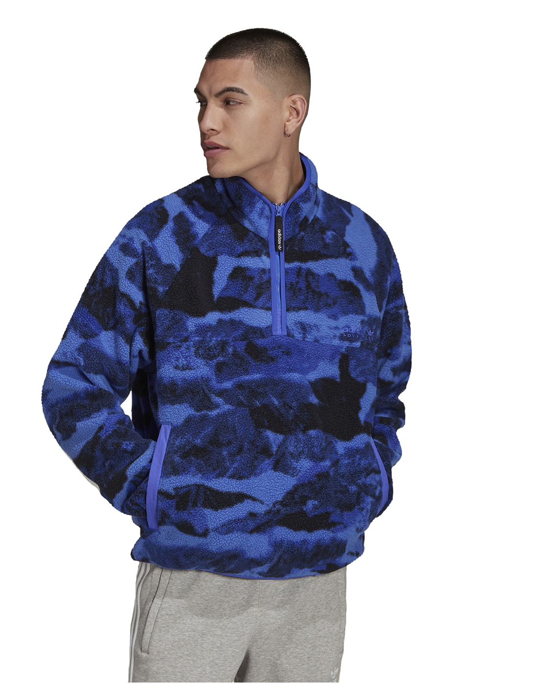 adidas Originals Mens ADV Polar Fleece Half Zip Top - Blue | Life Style ...