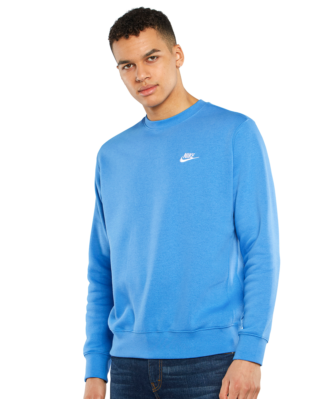 Nike Mens Club Crew Neck Sweatshirt - Blue | Life Style Sports UK