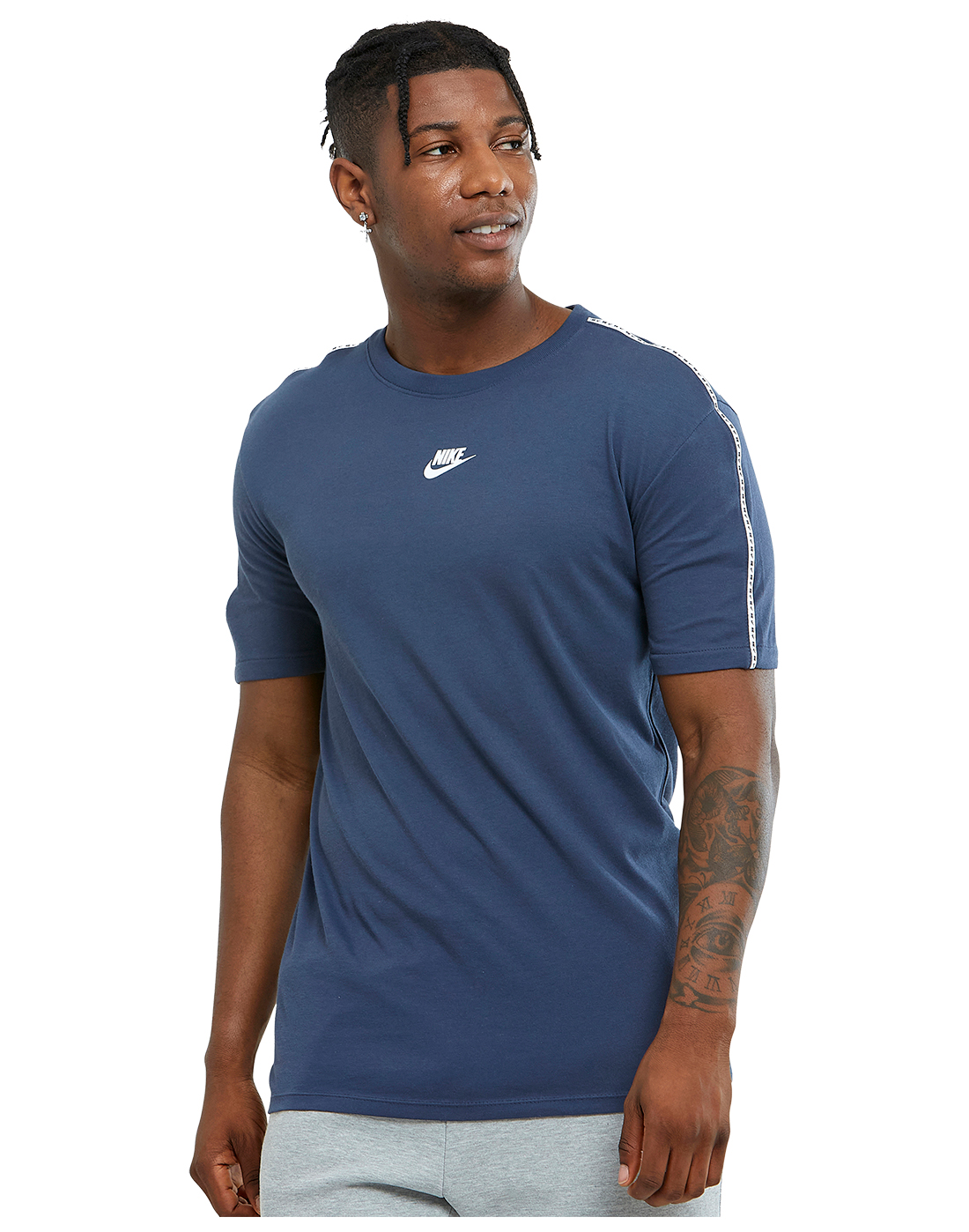 Nike Mens Repeat Taping T-Shirt - Blue | Life Style Sports IE