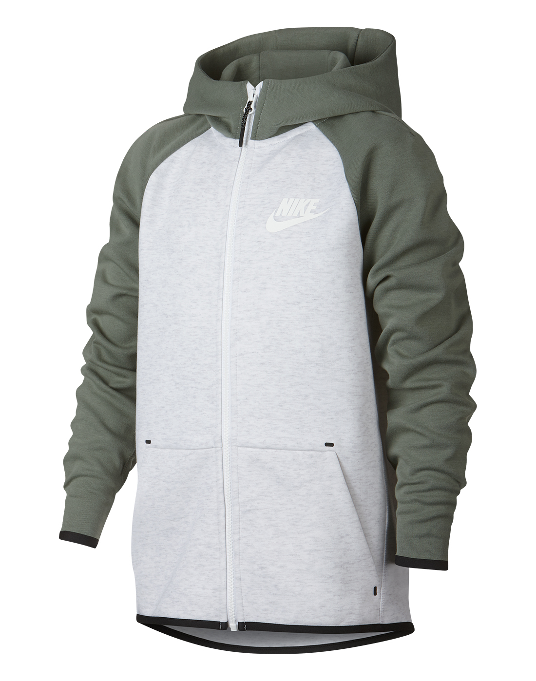Boy's Grey & Green Nike Tech Fleece Hoodie | Life Style Sports