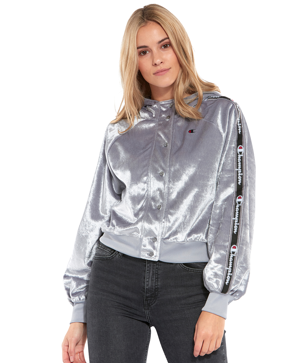 champion windbreaker womens grey