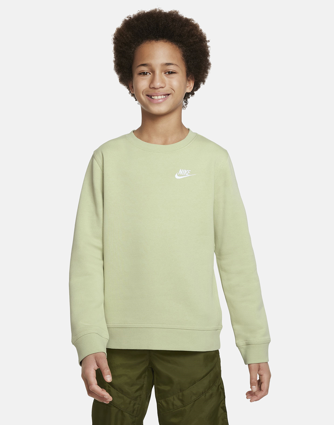 Nike Older Kids Club Crew Neck Sweatshirt - Green | Life Style Sports IE