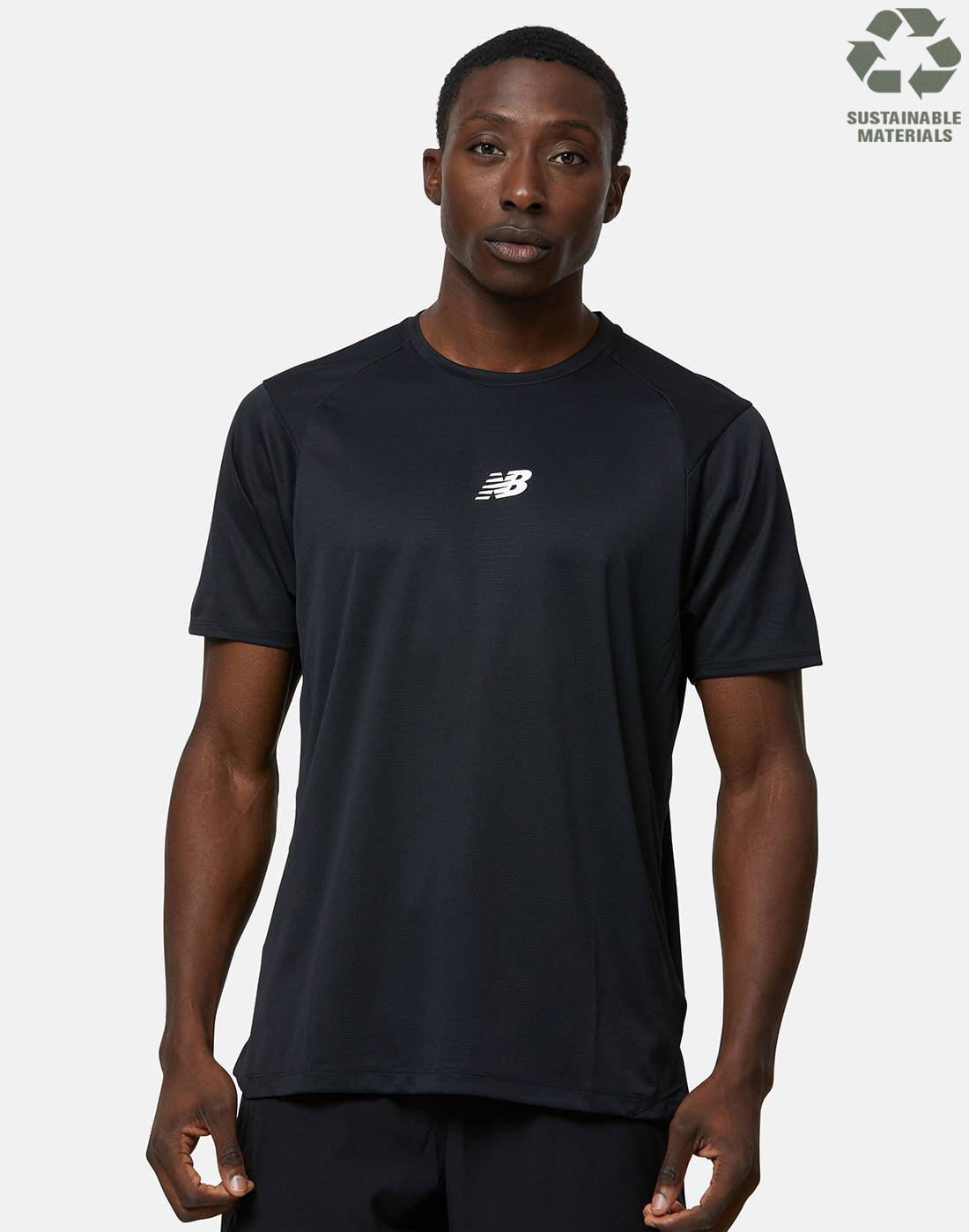 New Balance Mens Impact AT Logo N-Vent Running T-Shirt - Black | Life ...