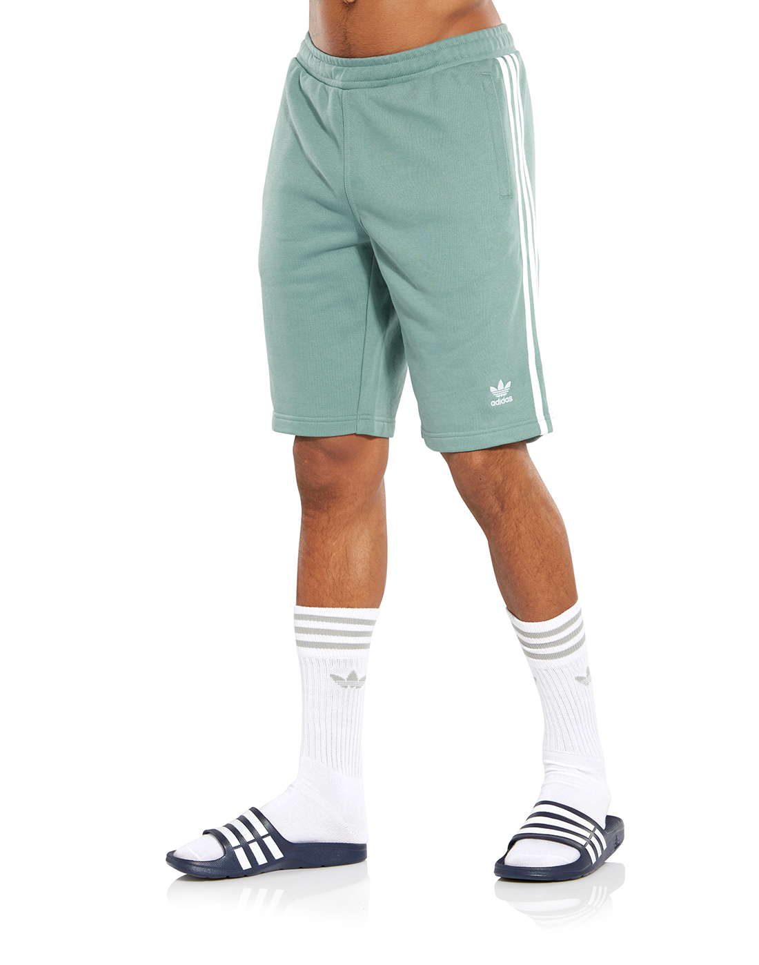 Green adidas Originals 3-Stripe Shorts 