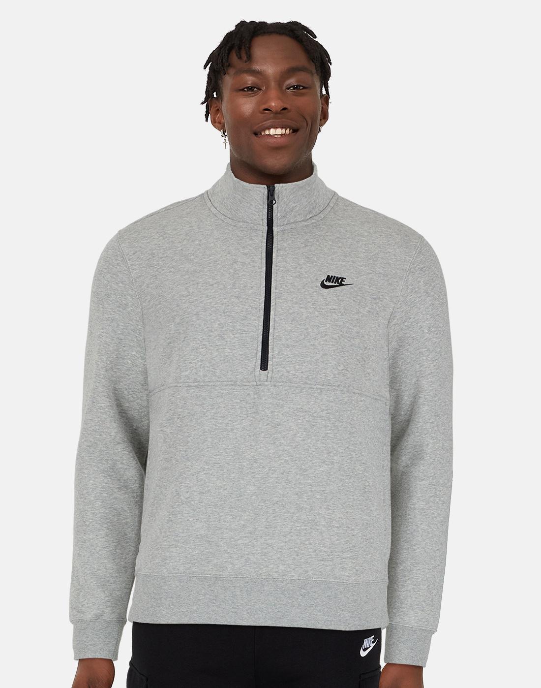 Nike Mens Club Fleece Half Zip Top - Grey | Life Style Sports UK