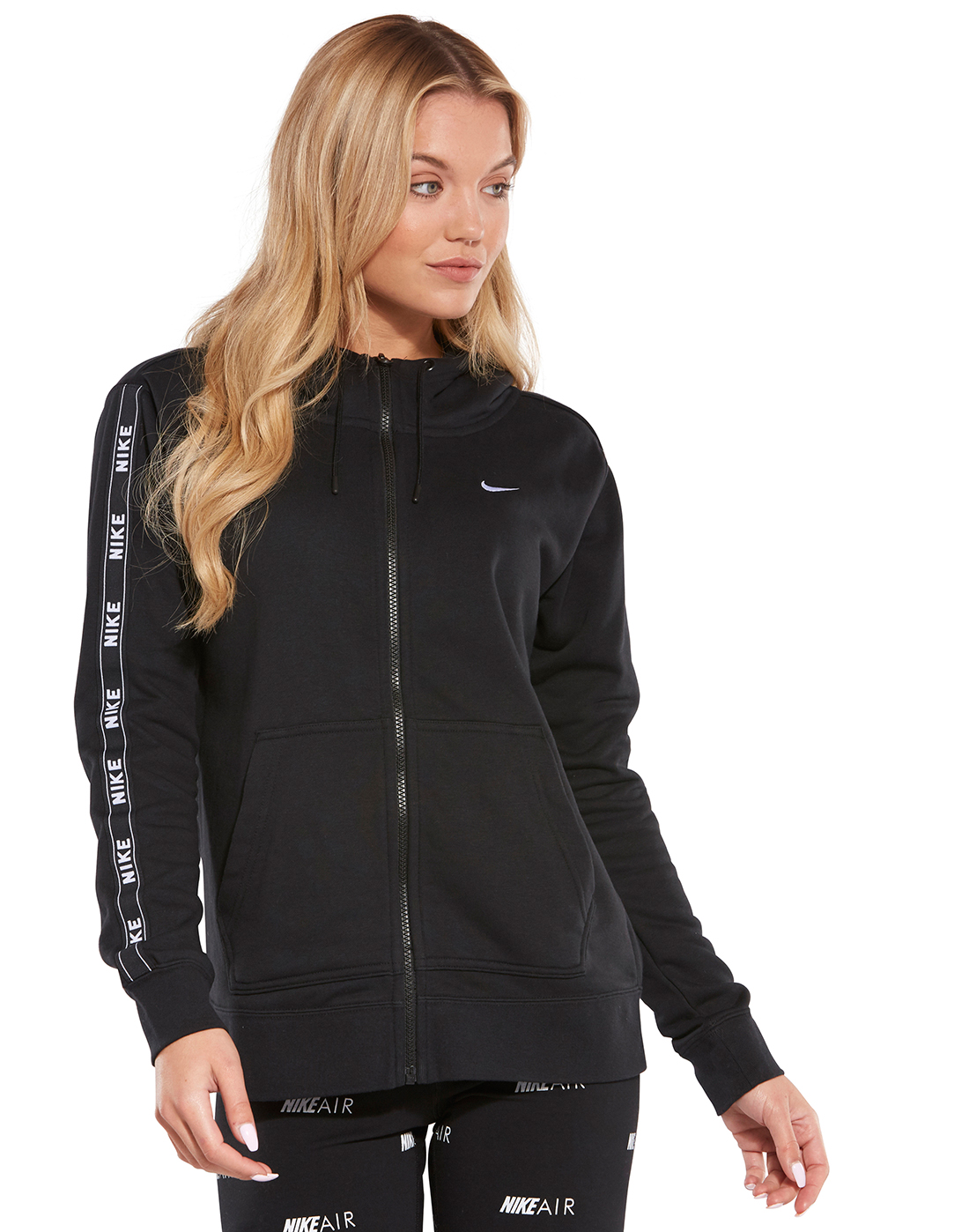 womens logo tape zip up hoodie