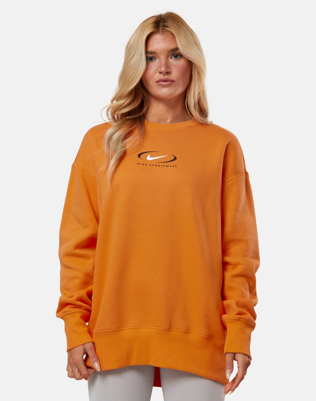 Nike Womens Phoenix Fleece Crew Neck Sweatshirt - Orange | Life Style ...