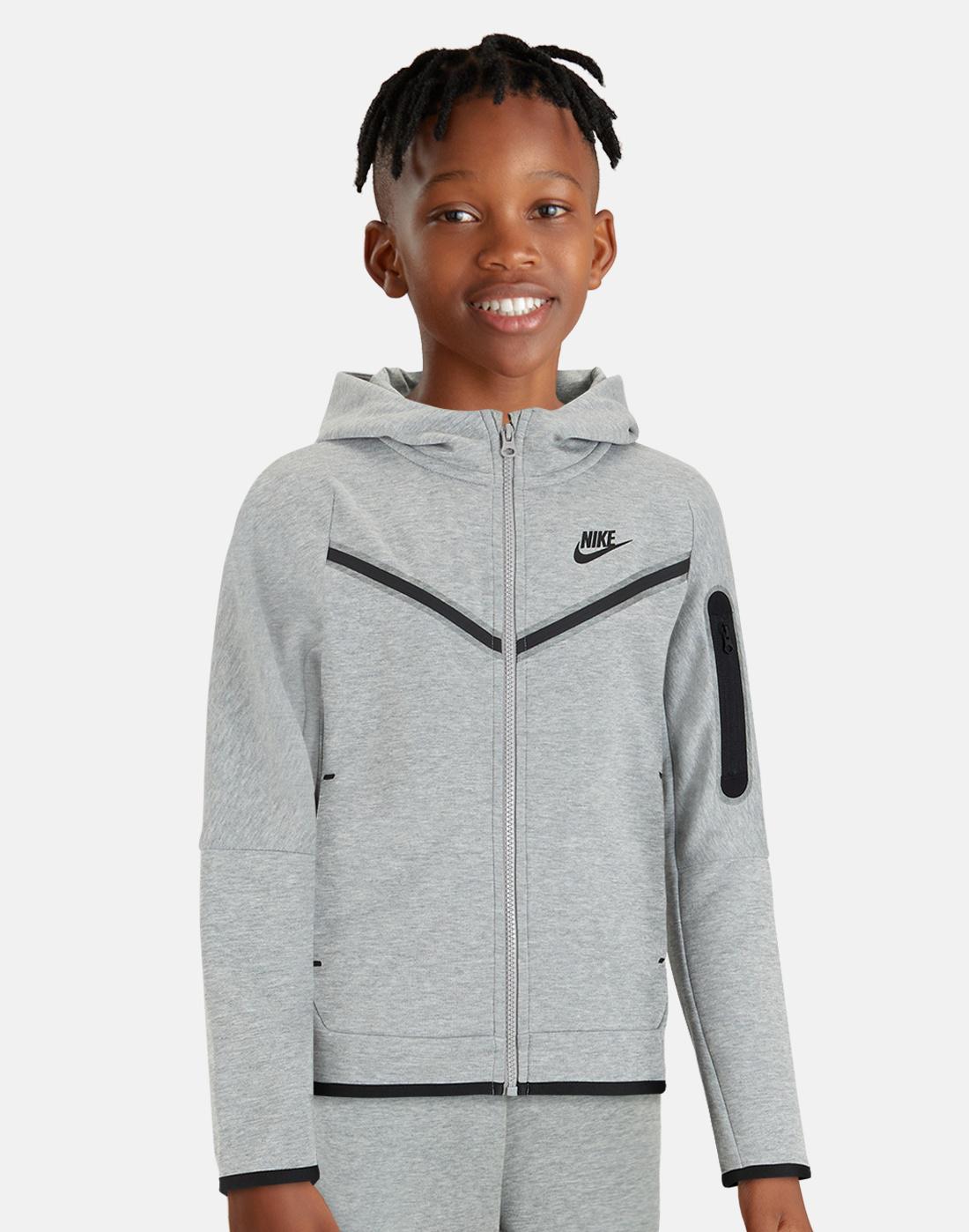 Nike Older Boys Full Zip Tech Hoodie - Grey | Life Style Sports IE