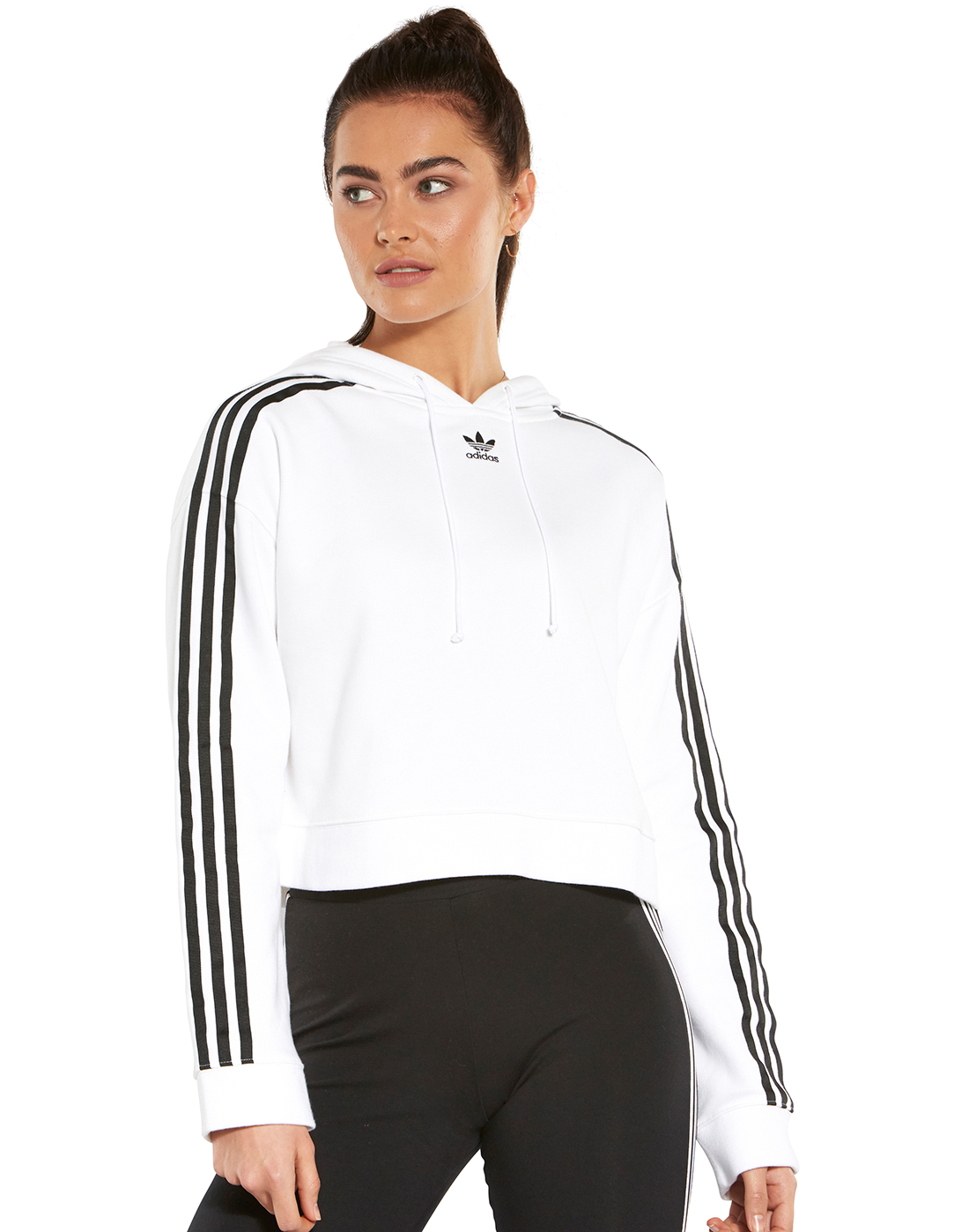 Women's White Cropped adidas Originals Hoodie | Life Style Sports
