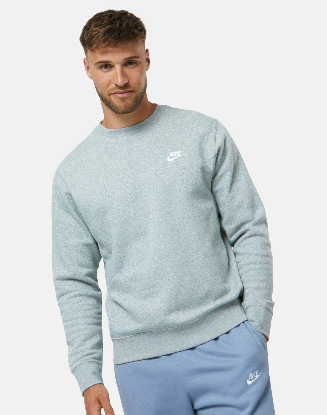 Nike Mens Club Crew Neck Sweatshirt - Grey | Life Style Sports IE