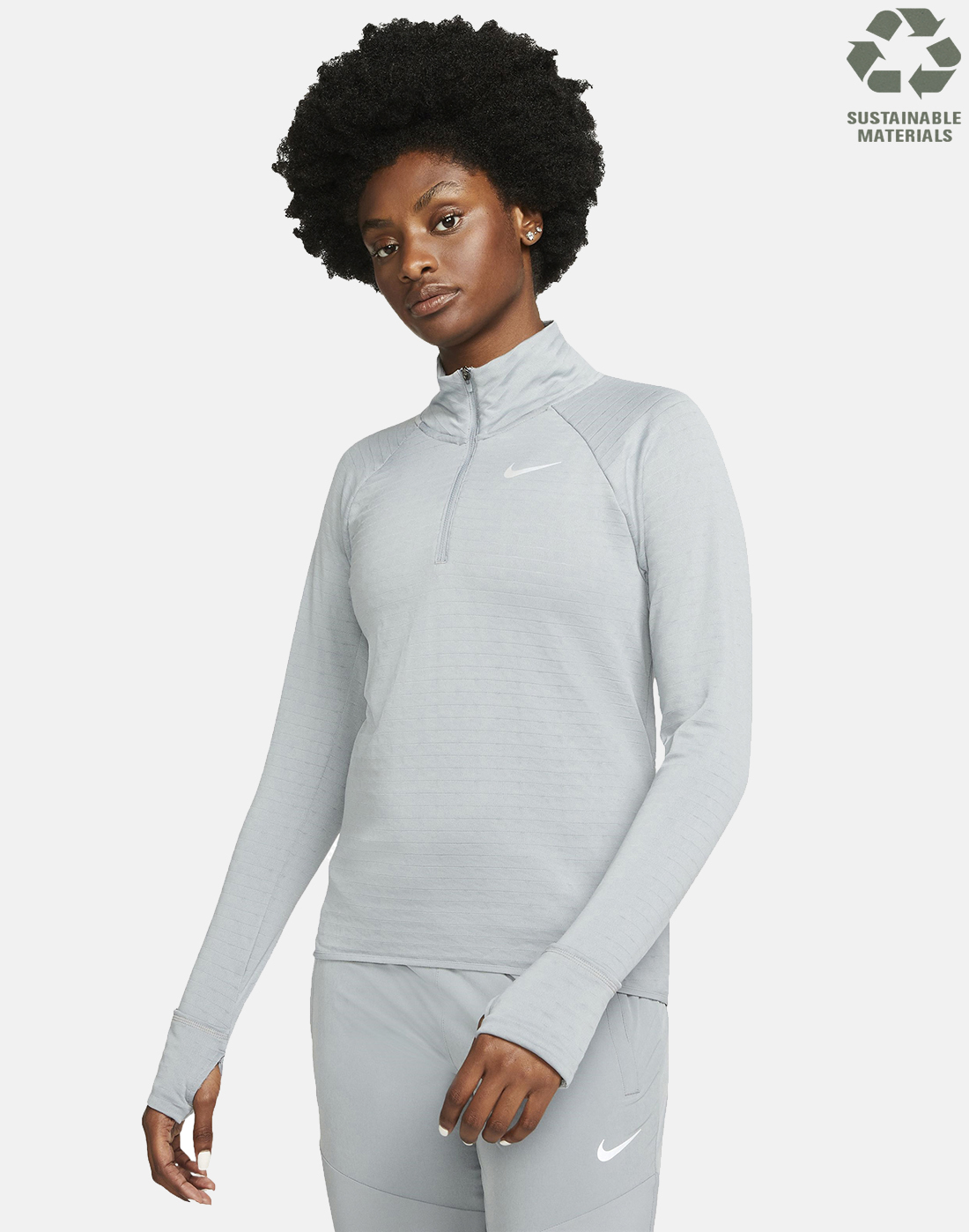 Nike Womens Therma Fit Element Half Zip Long Sleeve Top - Grey | Life ...