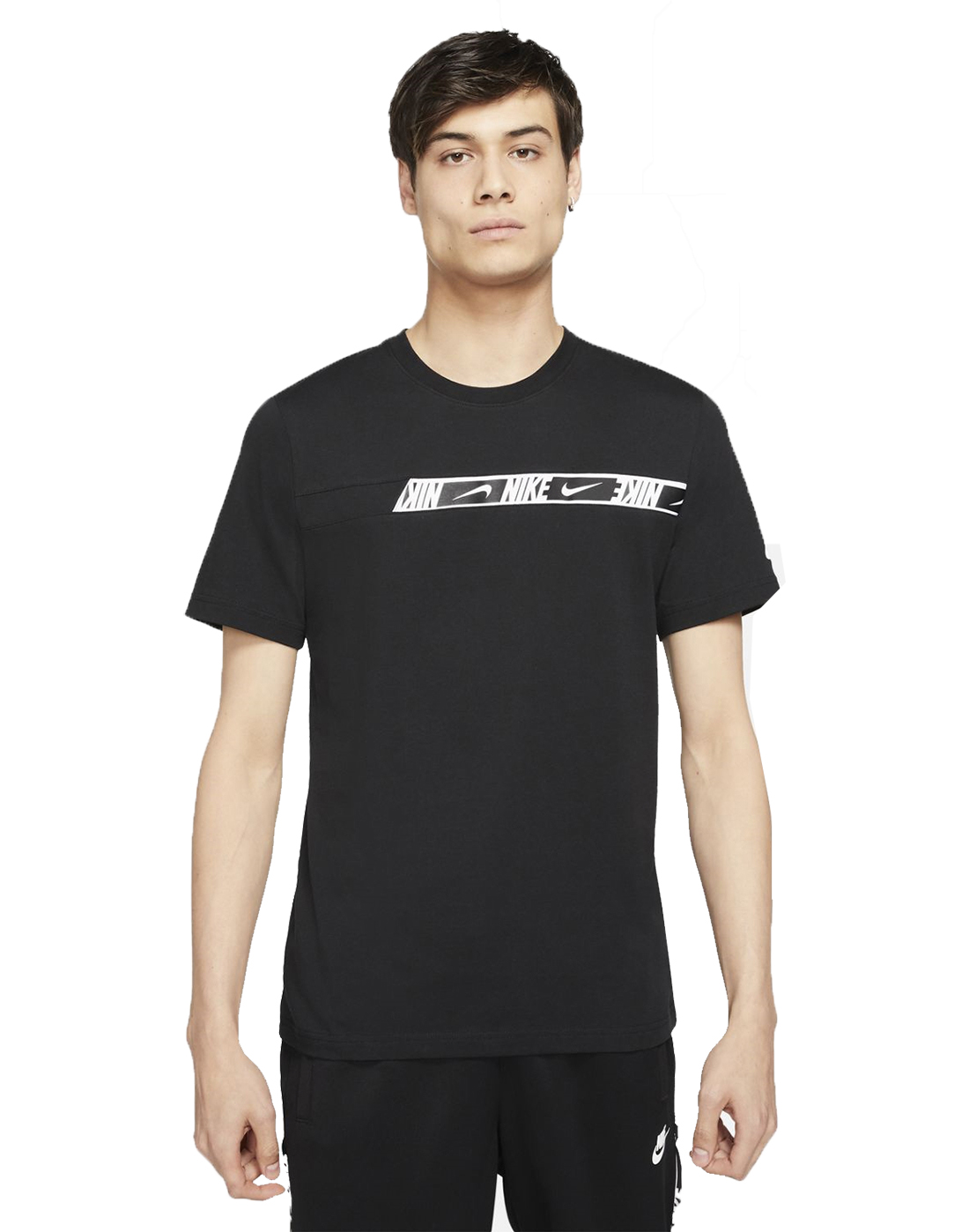 Nike Mens Repeat Taping T-Shirt - Black | Life Style Sports UK
