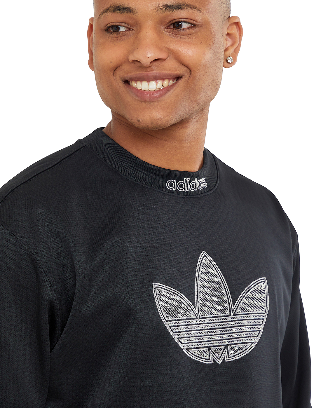adidas Originals Mens Linear Logo Crew Neck Sweatshirt - Black | Life ...